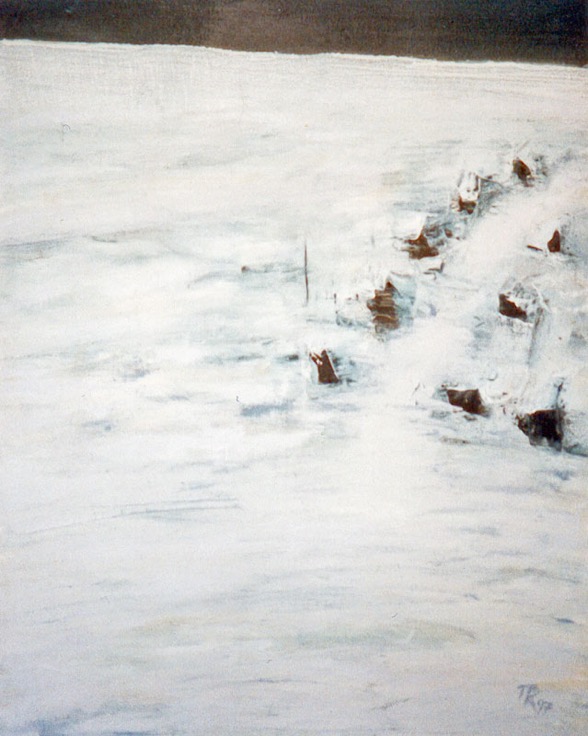Dorf im Schnee, Ölbild 40x50cm von 1997