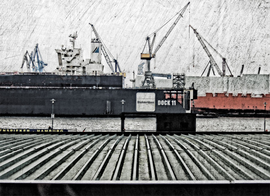 Blick auf Dock 11 im Hamburger Hafen