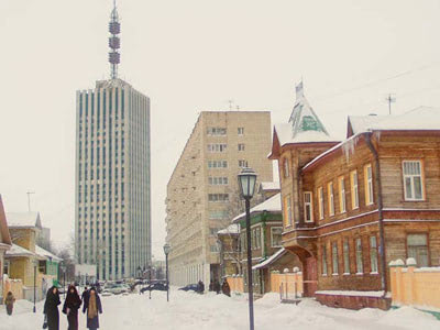 Stadtzentrum Archangelsk im Winter
